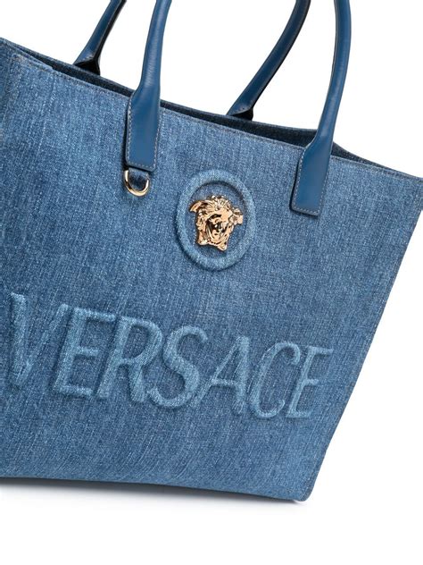 versace denim|Versace denim tote bag.